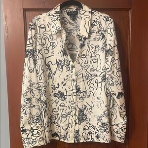 Abstract Print White and Black Men's Shirt